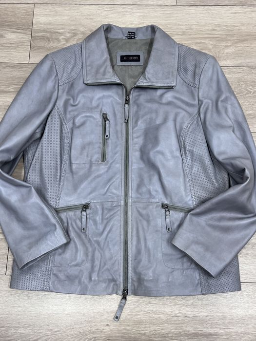 шкіряна куртка XL XXL піджак сіра демісезон жакет косуха Cabrini батал