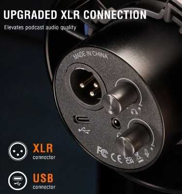 Microfone dinâmico Rosa de podcast Gaming Fifine XLR K688 USB para PC