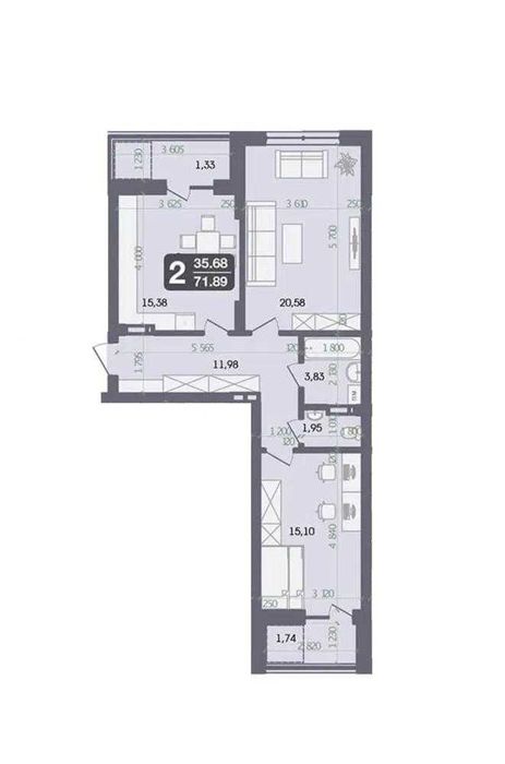 Продаж 2-кімнатної квартири 72 м² у ЖК «Галицький».