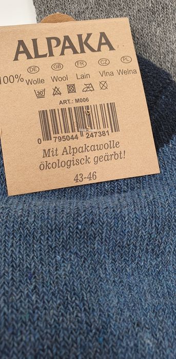 Ciepłe grube skarpety zimowe męskie Thermo alpaka 43-46 wełniane