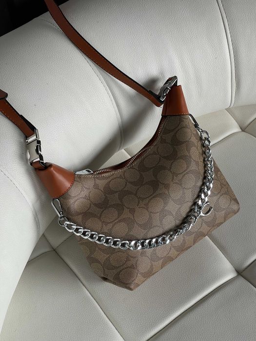 Женская сумка Coach Juliet Shoulder через плече Коуч багет коричневый