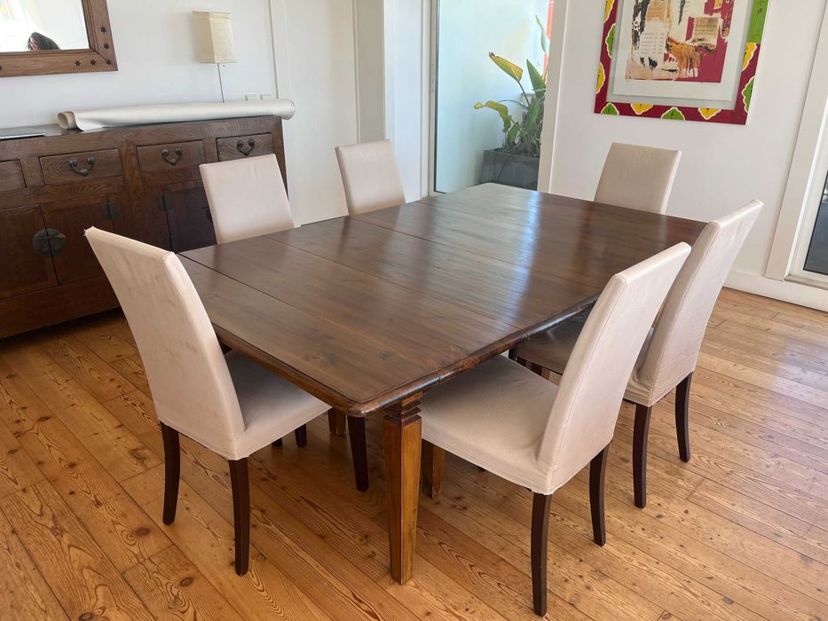 Mesa de Madeira Envernizada com Extensões