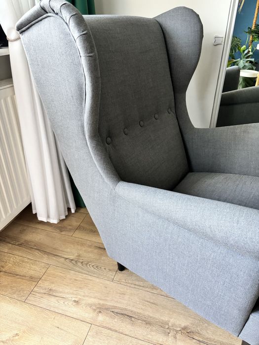 IKEA STRANDMON Fotel uszak Nordvalla ciemnoszary – stan idealny