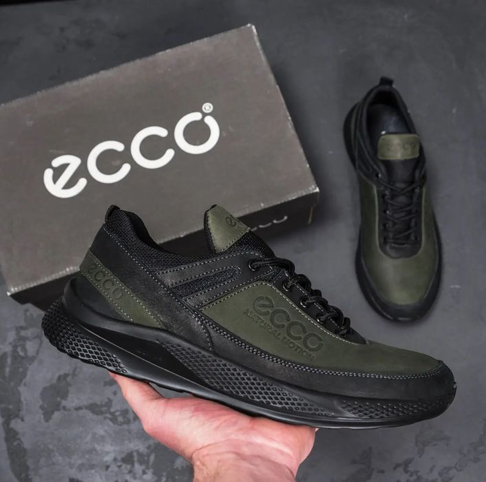 Повседневные кроссовки из натуральной кожи ecco кожаные хаки