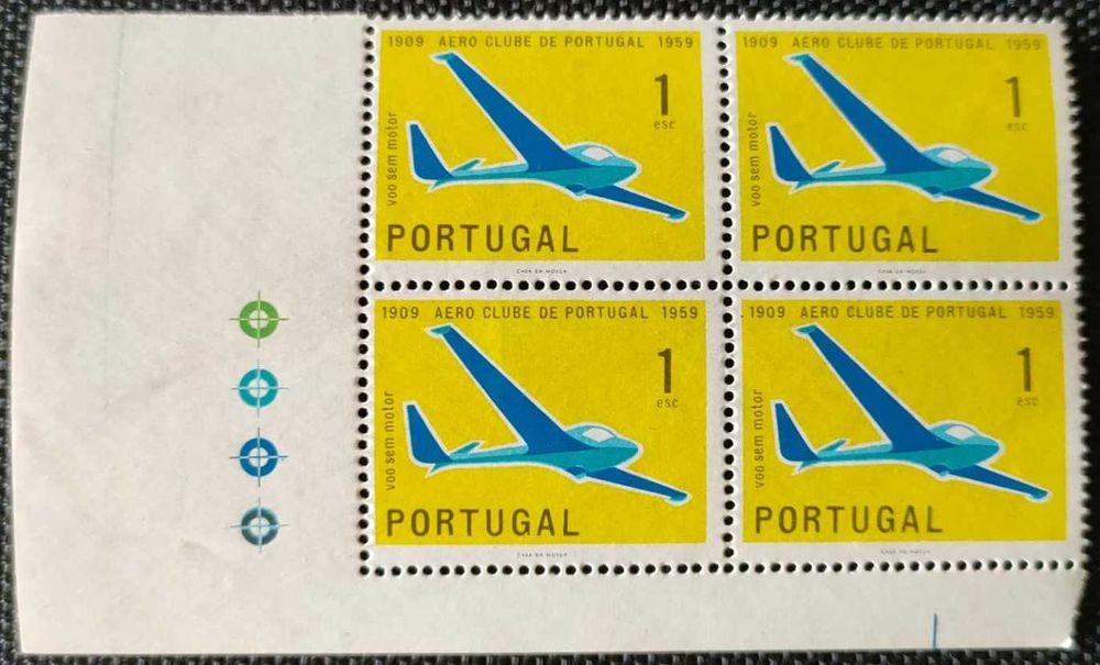 Quadra de selos novos de 1$00 - Aero Clube de Portugal - 1960