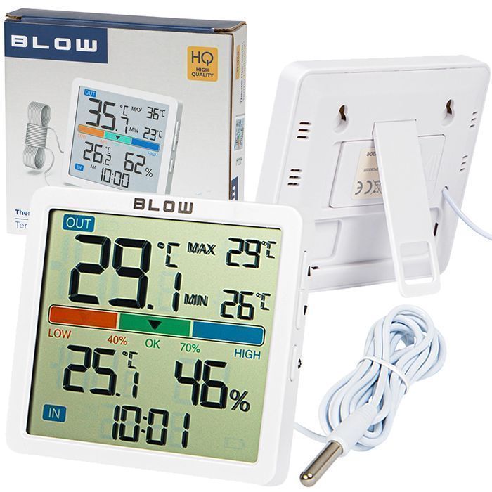 Termohigrometr BLOW TH306 biały termometr wilgotność + sonda na kablu