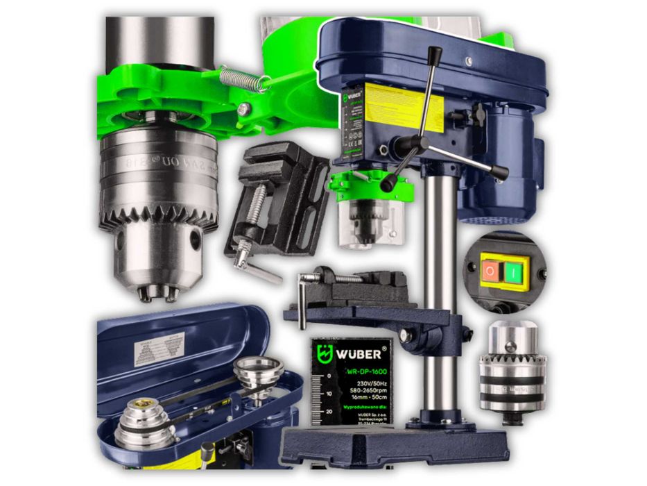 Wiertarka Stołowa Kolumnowa Słupowa 1600W Ślusarska + Imadło - GRATIS