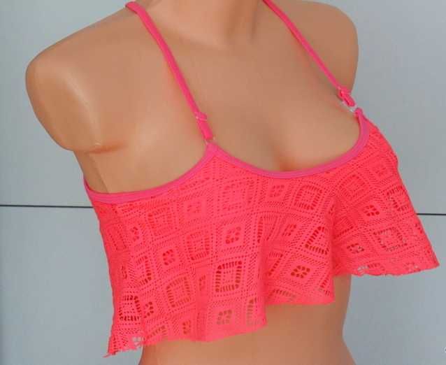 UNIQ neonowy miękki plażowy stanik z falbanką S/M