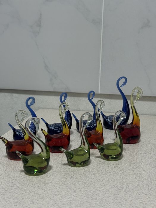 Лебеді вінтаж срср із муранського кольорового скла