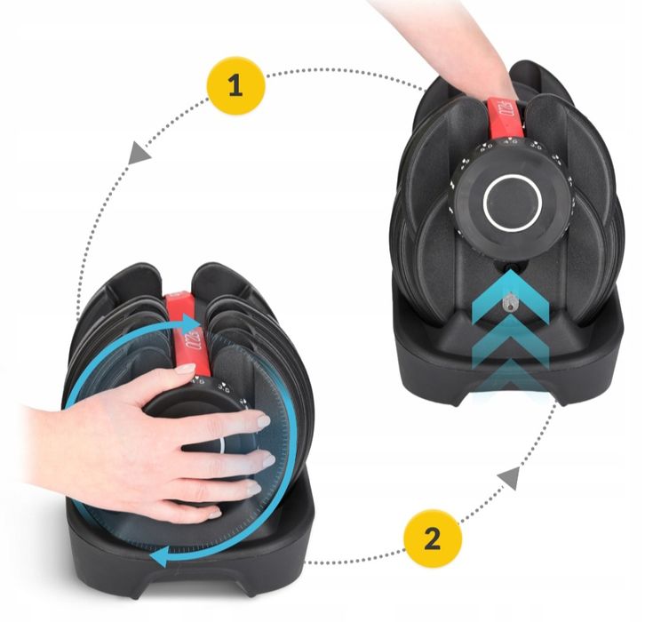 Регульовані тренажерні гантелі 24кг 4FIZJO •Гантелі регульовані