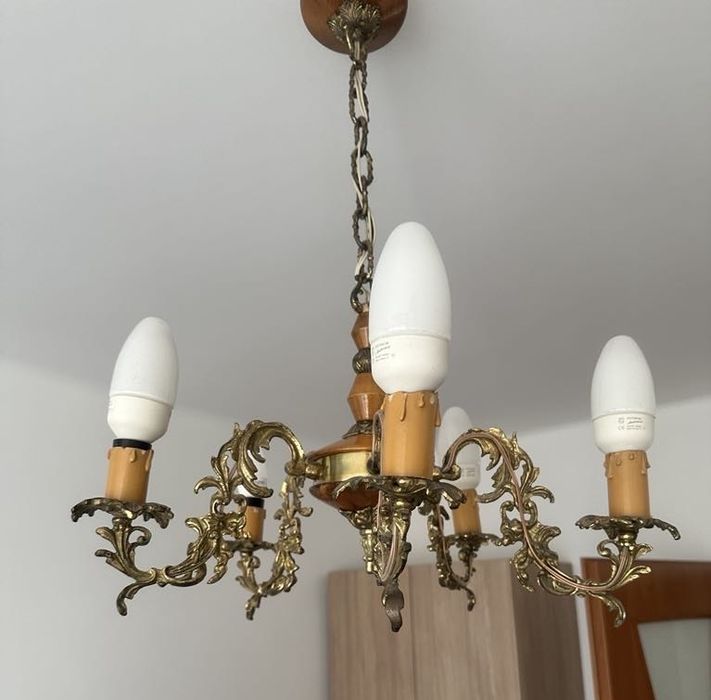 Żyrandol mosiężny prl retro z czasow komuny