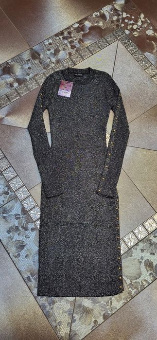 New collection sukienka midi brokatowa czarna sylwester Uni