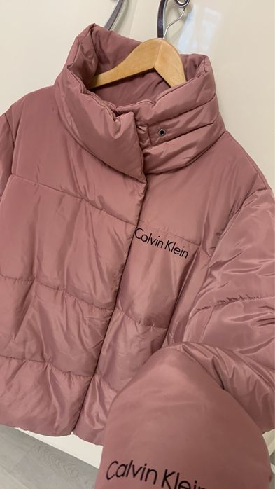 НОВА calvin klein 56-60 великого рожева зимовий подовжений куртка