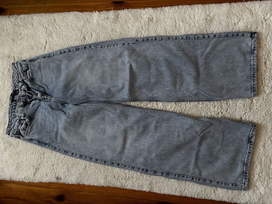 Джинси беггі,голубі базові,рвані,кльош,комбінезон