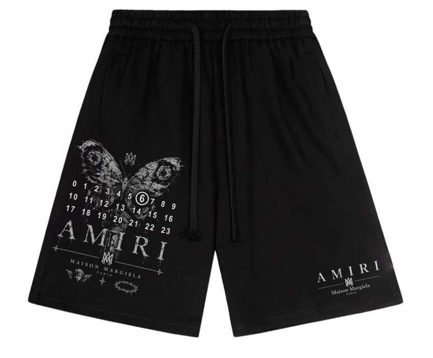 Шорты Maison Margela paris x Amiri Logo колоборация мейсон марждели и амири цвет черный Новинка