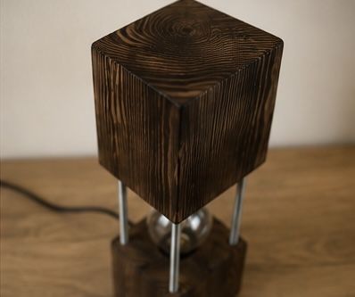 Lampa lampka drewniana - ręcznie wykonana