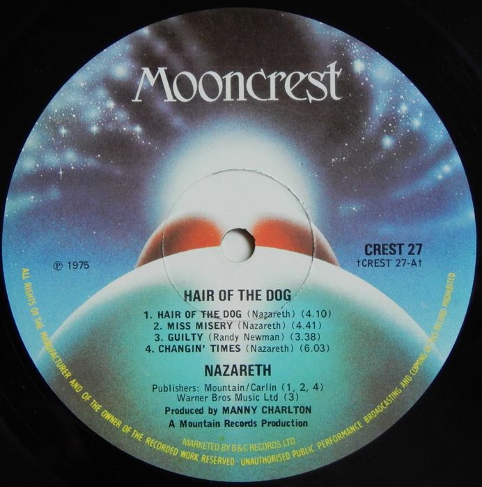 Nazareth – Hair Of The Dog (Mooncrest – CREST 27, UK) EX+/NM-