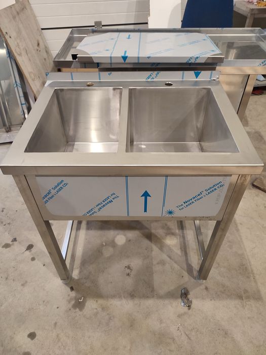 Meble gastronomiczne Basen gastronomiczny nierdzewny inox dwukomorowy 1000x600x850 gł 250 bez półki kuchnia restauracja stal nierdzewna ASIS