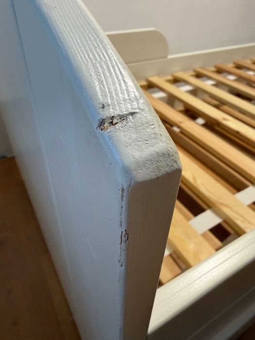 Białe drewniane łóżko 160x80 z szufladą na drugi materac lub zabawki