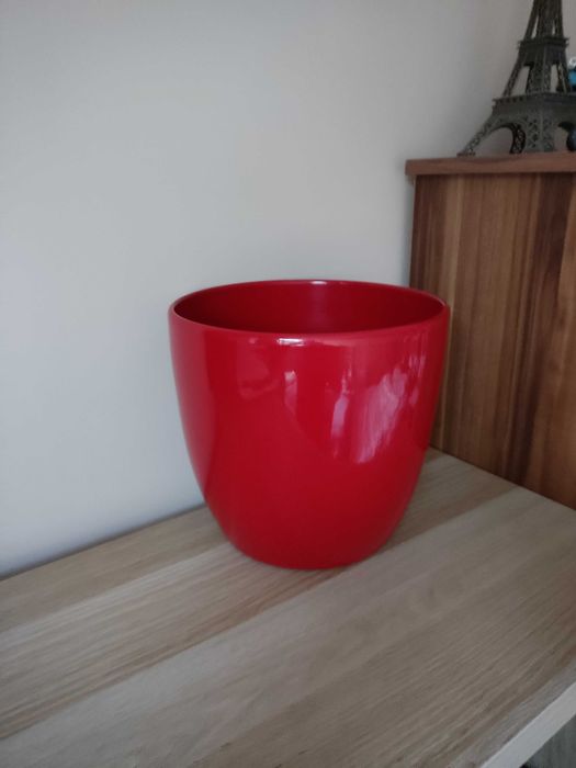 Donica doniczka ceramiczna czerwona