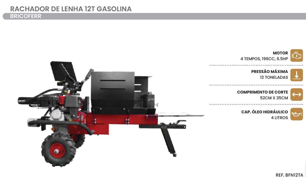 Rachador de Lenha 12Ton a Gasolina Motor 4 Tempos JL20