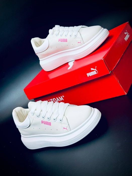 Женские кроссовки пума белые кожаные кросовки стильные puma