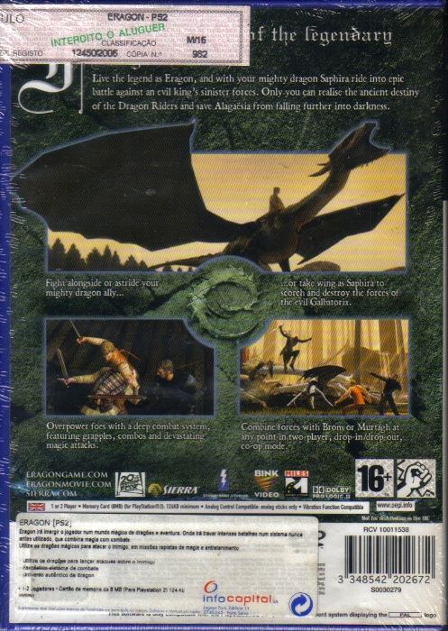 Jogo PS2 ERAGON - Novo! A Estrear! Selado!