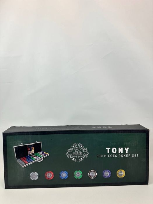 Гральні карти Bullets, набір для покеру з 500 глиняними фішками «Тоні»