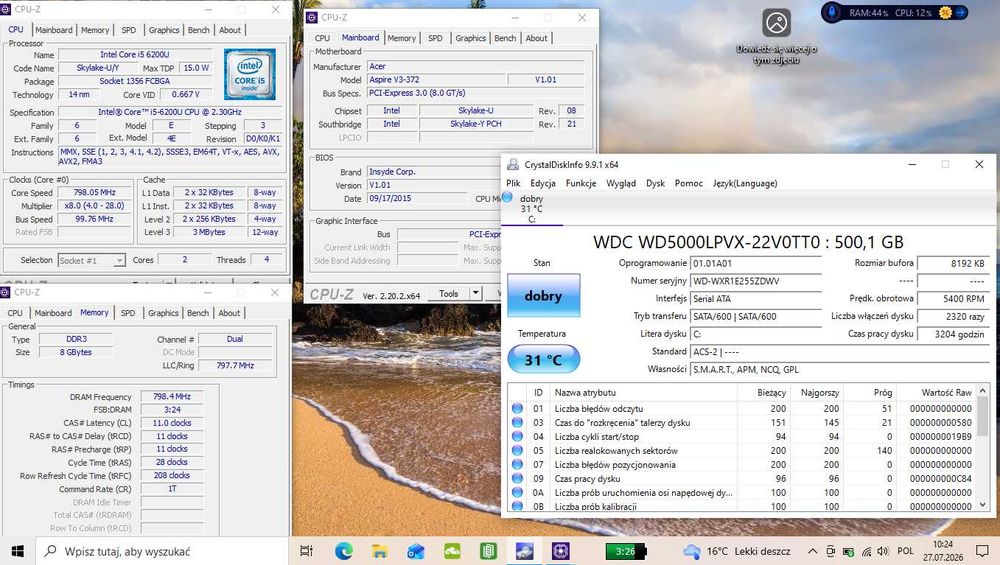 Acer V13 V3-372 13,3"/ i5-6200U/ HDD 512GB/ 8 GB RAM/ Intel HD520