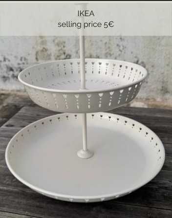 IKEA cake stand, metal, white - pickup only in Ericeira