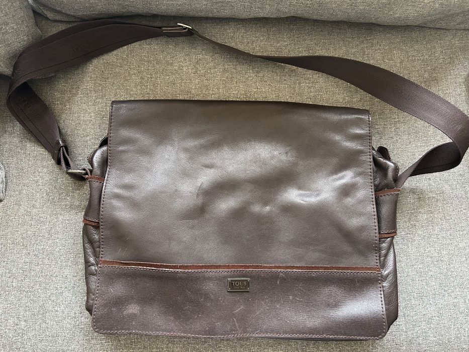 Mala / pasta castanha em pele Tous