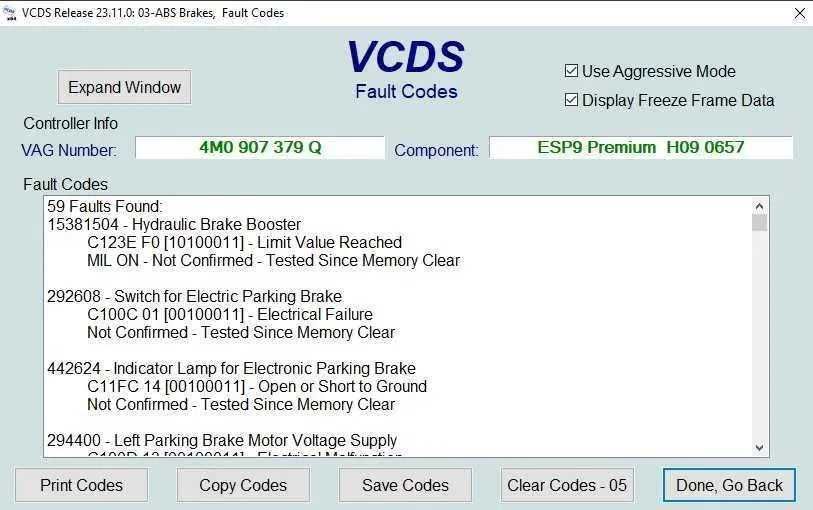 Ремонт регенерация блока насоса ABS ESP заблокирована Audi C123EF0 P05