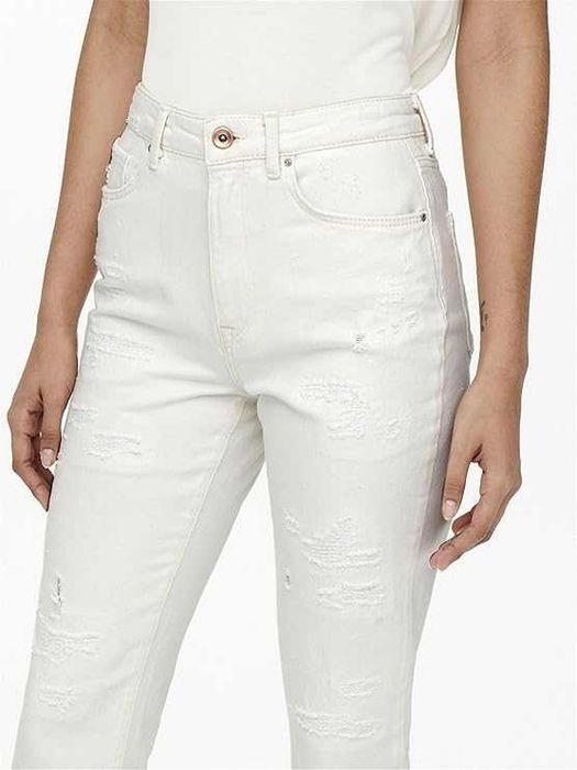 Spodnie Damskie ONLY ONLFINE LIFE 27W 32L Jeansy Ecru Bawełna