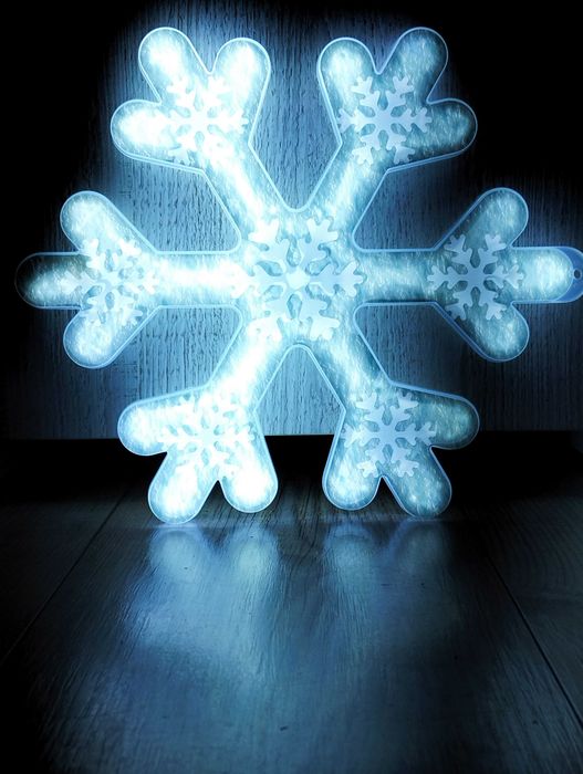 Neon śnieżka śnieżynka LED świąteczna Zimno Biała Płatek śniegu 30 cm
