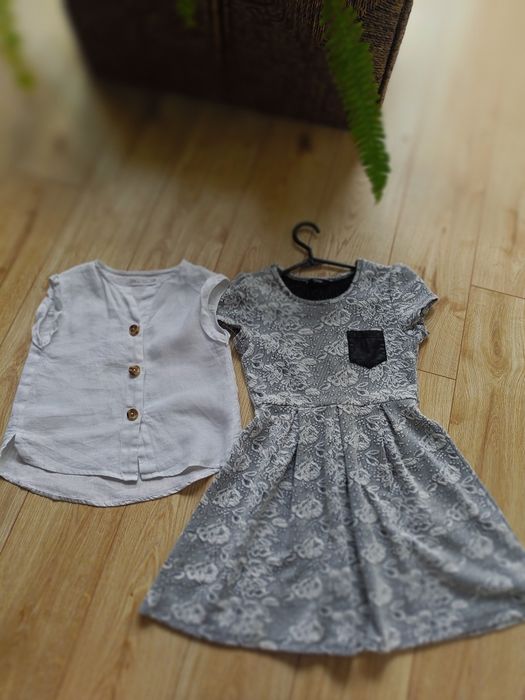 Lniana biała bluzeczka + sukienka