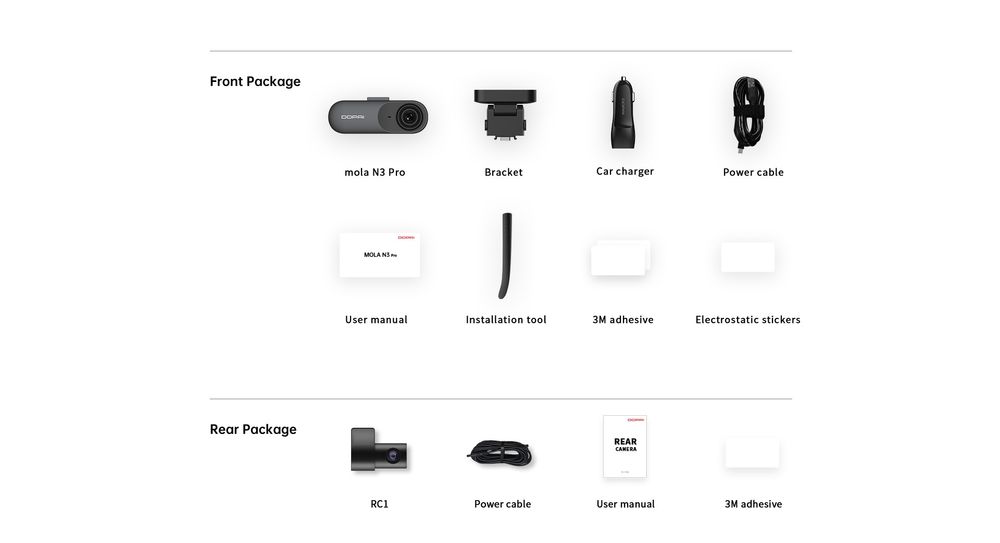 Авторєстратор Ddpai Mola N3 Pro GPS  2 камери кут огляду 140