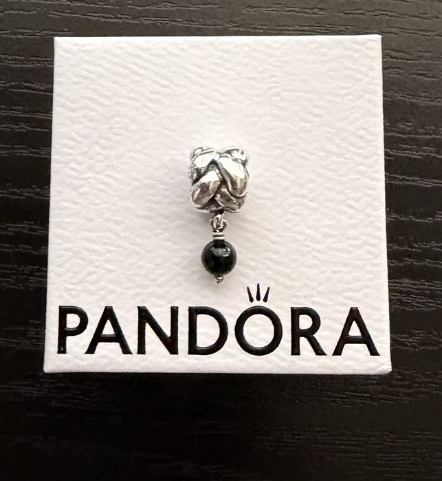 PANDORA oryginalny unikatowy charms zawieszka onyks