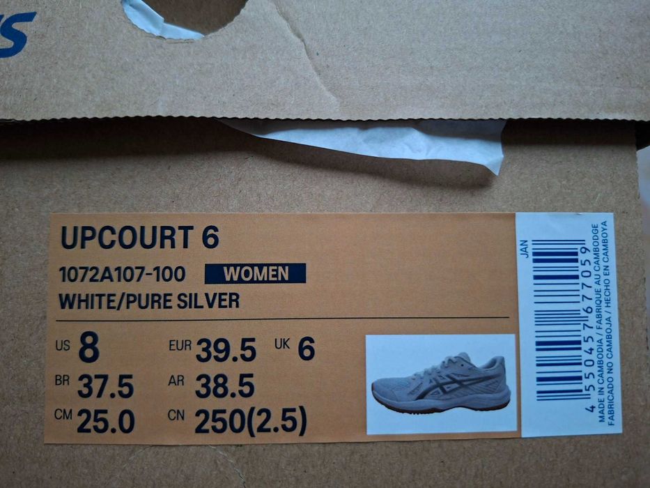 ASICS Upcourt 6 White/Pure Silver_ halowe, siatkówka, squash UNISEX