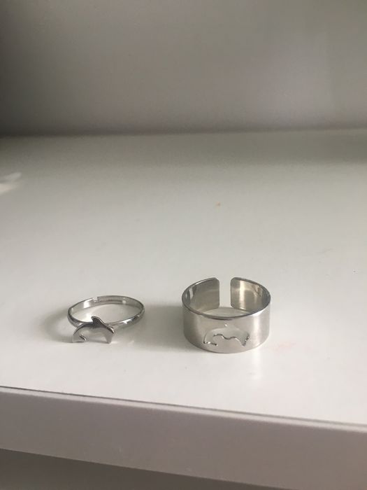 Matching rings srebrne pierścionki z delfinem