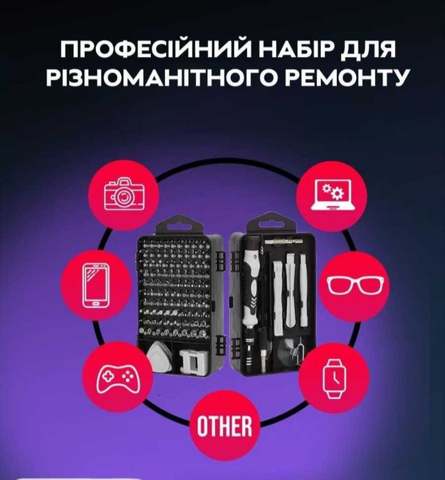 Набор отвёрток и бит 115 в 1 для ремонта , в кейсе