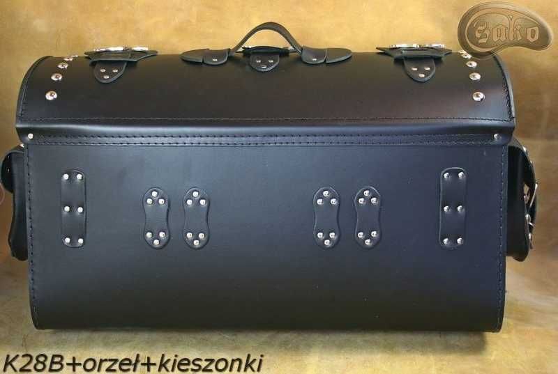 Kufer K280 z zamkiem, kieszonkami oraz nakładkami
