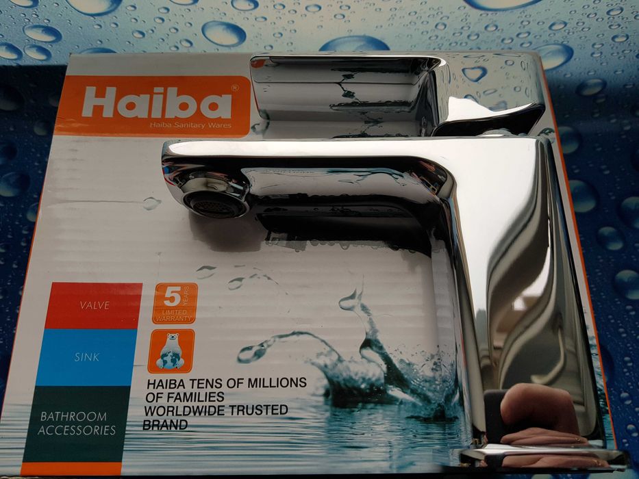 Смеситель змiшувач для умывальника Haiba Kubus 001 Латунь 100%