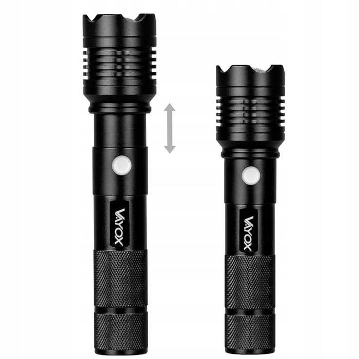 MOCNA Latarka taktyczna LED akumulatorowa WODOODPORNA ZOOM usb-c