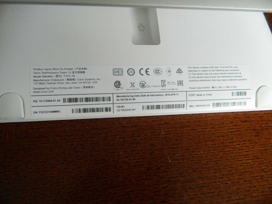 Ekran Cisco Telepresence Touch 10 TTC5-09