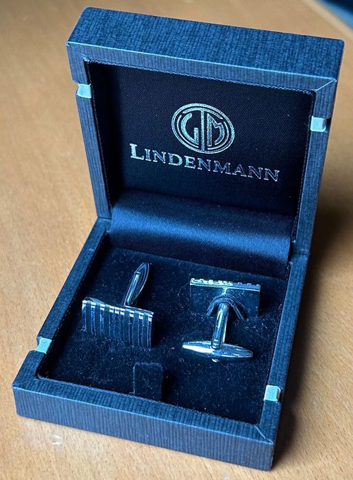 Lindenmann Black/Silver Botões de Punho Novos