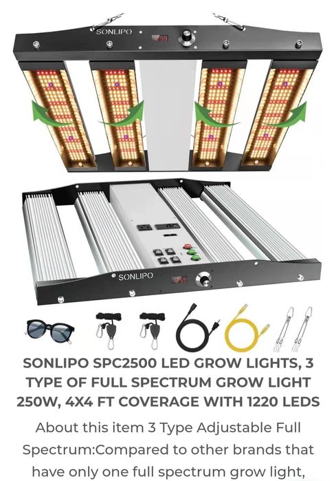 Grow Led barras ajustáveis Nascer Sol 250w diodos Samsung LM281