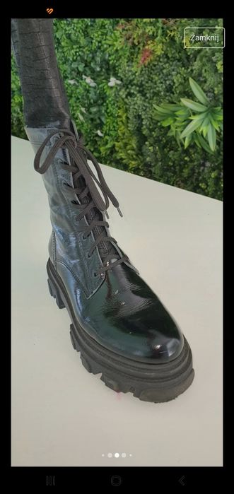 glany ojki Skórzane ciepłe Simen lakierowane  panterka jakość ekstra