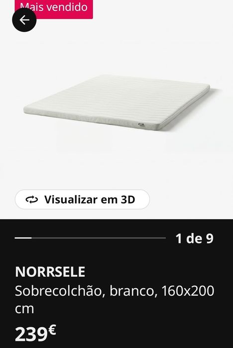 Topper Sobrecolchão Ikea Norselle 160x200 Topper