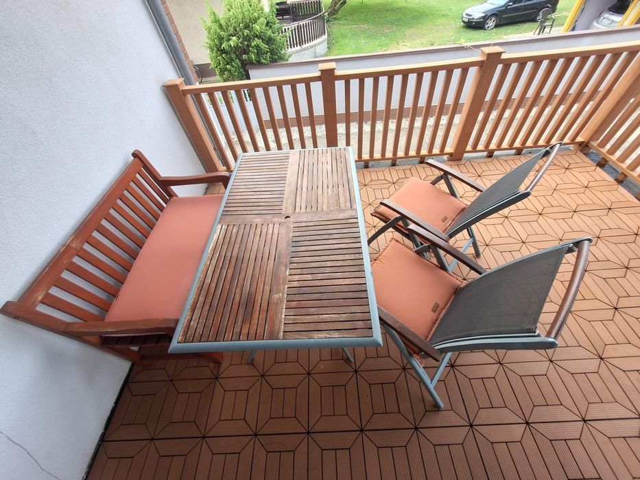 Zestaw mebli ogrodowych ławka krzesło stół ogrodowy