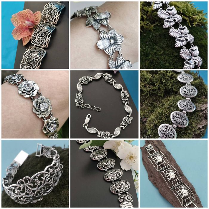 Нові срібні браслети, 72 шт в наявності